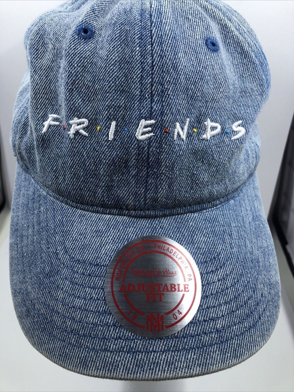 Friends TV Show Logo Mitchell & Ness Adjustable Denim Hat Baseball Cap